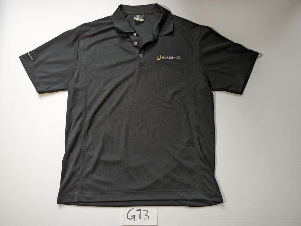Nike Golf Polo Shirt Size Large Dri-Fit Horseshoe Tournament 2014 Black -0223G73